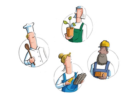 Zeichnung von arbeitenden Menschen