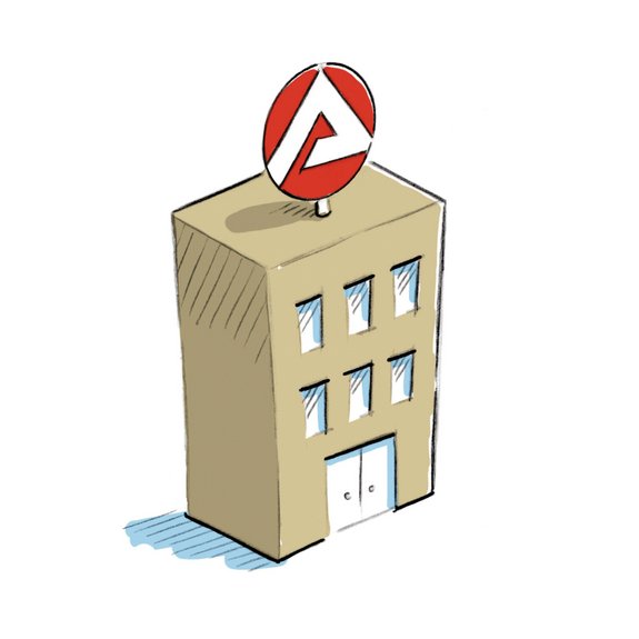 Zeichnung eines Jobcenter-Gebäudes
